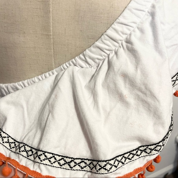 ASOS One Shoulder Embroidered Pom Pom Dress Womens Size 6 - Picture 6 of 9